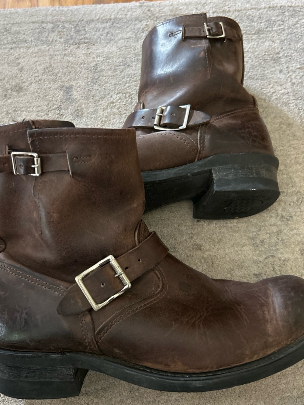 Frye Brown Leather Harness Engineer Boots - Picture 2 of 9